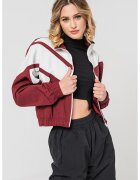 Reebok Късо спортно яке в цветен блок - Бял/Бордо