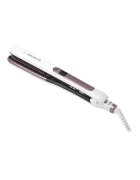 Rowenta Преса за коса Brush&Straight Premium Care - LCD - 130 - 200 °C - Сменяеми плочи - Йонизатор - Cashmere Keratin - Бяла/Лилава