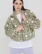 ROXY Плюшено късо яке с цип - Бял/Аква зелено