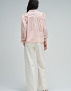 Salsa Jeans Памучна риза с дантелени маншети Пастелнорозов