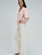 Salsa Jeans Памучна риза с дантелени маншети Пастелнорозов