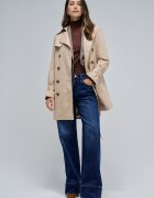 Salsa Jeans Стандартен тренч с яка Светло бежово