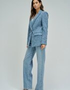 Salsa Jeans Жакардово сако с пайети Бял Лавандула
