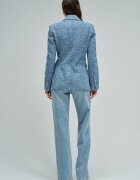 Salsa Jeans Жакардово сако с пайети Бял Лавандула