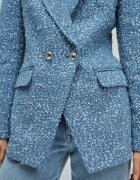 Salsa Jeans Жакардово сако с пайети Бял Лавандула