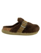 Scholl Дамско сабо Ivy Big Buckle - естествена кожа - козина - зелен -