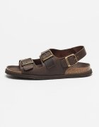 Scholl Кожени сандали Gaston с тока Тъмнокафяв