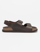 Scholl Кожени сандали Gaston с тока Тъмнокафяв