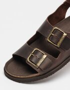 Scholl Кожени сандали Gaston с тока Тъмнокафяв