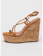 Schutz Скосени кожени сандали Calabria - Карамел
