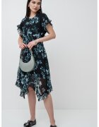 Scotch  Soda Асиметрична рокля с къси ръкави - Зелен/Избеляло черно/Мръснобял