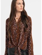 Scotch  Soda Блуза от вискоза с дизайн с възел - Черен/Канелено кафяво/Розово