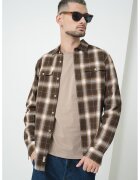 Scotch  Soda Памучна риза с каре и джобове - Кафяв/Бежов/Мръснобял