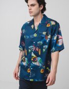 Scotch  Soda Риза от лиосел с джоб и принт Зелен/Тъмносин