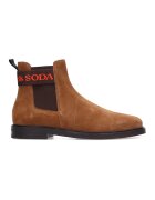 Scotch  Soda Велурени боти Chelsea - Канелено кафяво/Мандарина
