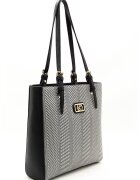 SilverPolo Чанта от еко кожа и текстил - Различни цветове - Бял/Черен - 32 x 30 x 10 CM