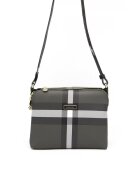 SilverPolo Чанта през рамо от еко кожа с каре - Черна - Бял/Избеляло черно - 21x27x10