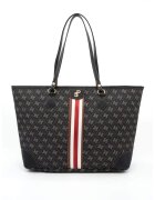 SilverPolo Чанта Tote от еко кожа с шарка - Черен/Светло бежово