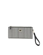 SilverPolo Портфейл от еко кожа с отделяща се каишка за китката - Бял/Черен