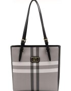 SilverPolo Шопинг чанта от еко кожа - Черен/Сив