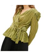 Silvian Heach Блуза с щампа и прегънато деколте - Зелен/Черен