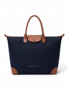 Sisley Шопинг чанта с лого - Ултрамарин синьо/Сиена кафява