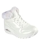 Skechers Боти от лачена еко кожа с еко пух Бял