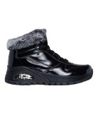 Skechers Боти от лачена еко кожа с еко пух Черен/Сив