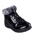 Skechers Боти от лачена еко кожа с еко пух Черен/Сив