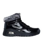Skechers Боти от лачена еко кожа с еко пух - Черен/Сив