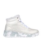 Skechers Боти Uno Lite от еко кожа с еко пух - Бял/Сив/Сребрист