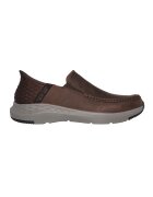 Skechers Кожени мокасини Тъмнокафяв