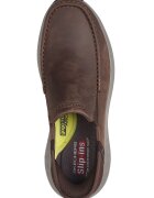 Skechers Кожени мокасини Тъмнокафяв