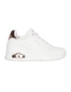 Skechers Скосени спортни обувки от еко кожа - Бял/Златист