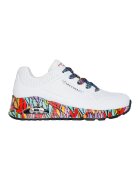 Skechers Скосени спортни обувки Ravaged Love от еко кожа - Бял/Многоцветен