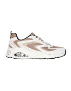 Skechers Скосени спортни обувки Tres-Air-Uno със синтетика - Бял/Светлокафяв