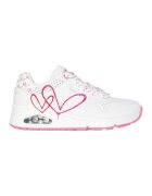 Skechers Скосени спортни обувки Twin Hearts от еко кожа - Бял/Фуксия