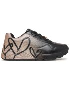 Skechers спортни обувки от синтетичен материал с лека подметка и брокат - модел с графично сърце - черно/розово-златисто