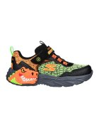 Skechers Спортни обувки с LED светлини и шарка с динозавър - Черен/Оранжев/Лайм зелено