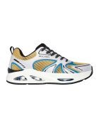 Skechers Спортни обувки Uno Ego с еко кожа с мрежа - Бял/Жълт/Тюркоаз