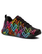 Skechers Спортни обувки Uno-Highlight Love от еко кожа с контрасти - Черен