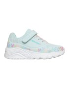 Skechers Спортни обувки Uno Lite- Heart Craze от еко кожа с принт - Зелен/Тюркоаз/Розово