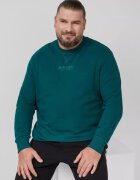 sOliver Големи размери Мъжка блуза големи размери с кръгло деколте - лого - Regular Fit - Тъмнозелен