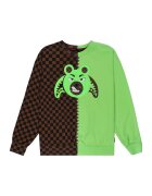 Sprayground Двуцветен суитшърт Money Bear с овално деколте - Черен/Светлокафяв/Светлозелен