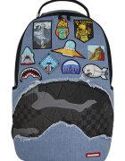 Sprayground Унисекс раница с принт - Черен/Жълт/Прашно синьо