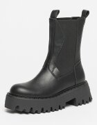 Steve Madden Боти Obtain Chelsea от кожа и текстил Черен