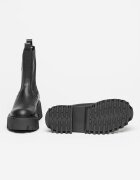 Steve Madden Боти Obtain Chelsea от кожа и текстил Черен