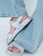 Steve Madden Капитонирани равни сандали Mona с велкро Сребрист