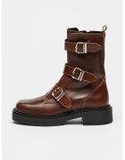 Steve Madden Кожени боти Clipper с квадратен връх и тока - Тъмнокафяв