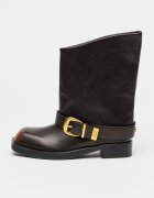 Steve Madden Кожени ботуши с декоративна каишка Тъмнокафяв
